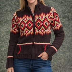Catherine Stewart for Bellepoint Geometric Vintage Cardigan Sweater Pockets